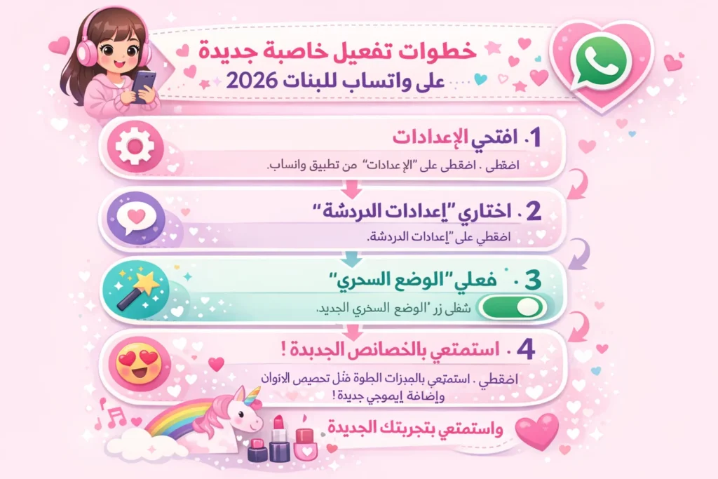 خطوات تفعيل خاصية جديدة على واتساب للبنات 2026