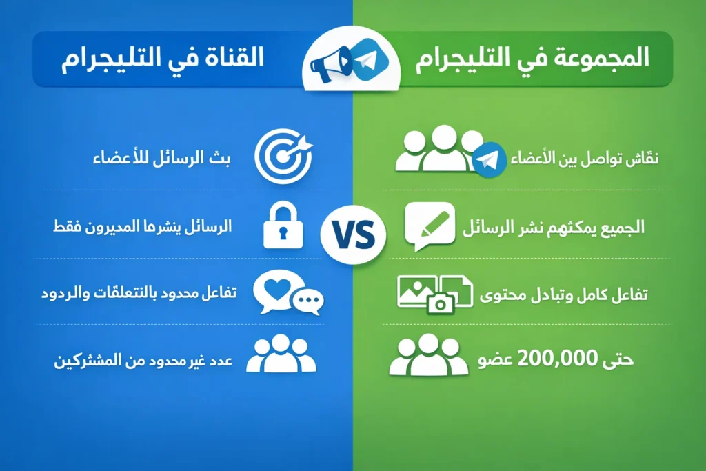 ما الفرق بين القناة والمجموعة في التليجرام Telegram؟